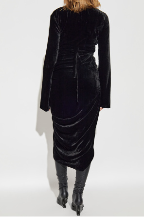 Rick Owens Vestido de terciopelo con lazada cruzada