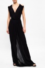 Rick Owens Cupro Rich Floral Round Neck Waisted Maxi Dress