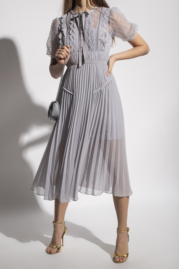 Self Portrait Pleated grigio dress