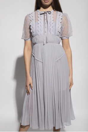 Self Portrait Pleated grigio dress