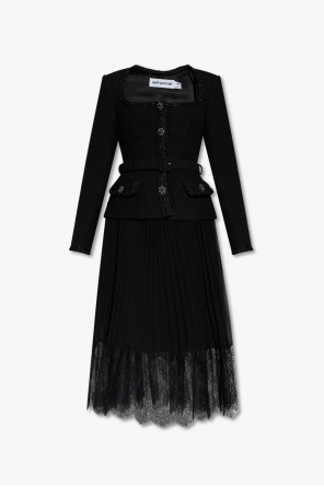 Miss Selfridge long-sleeved mini dress in black daisy print