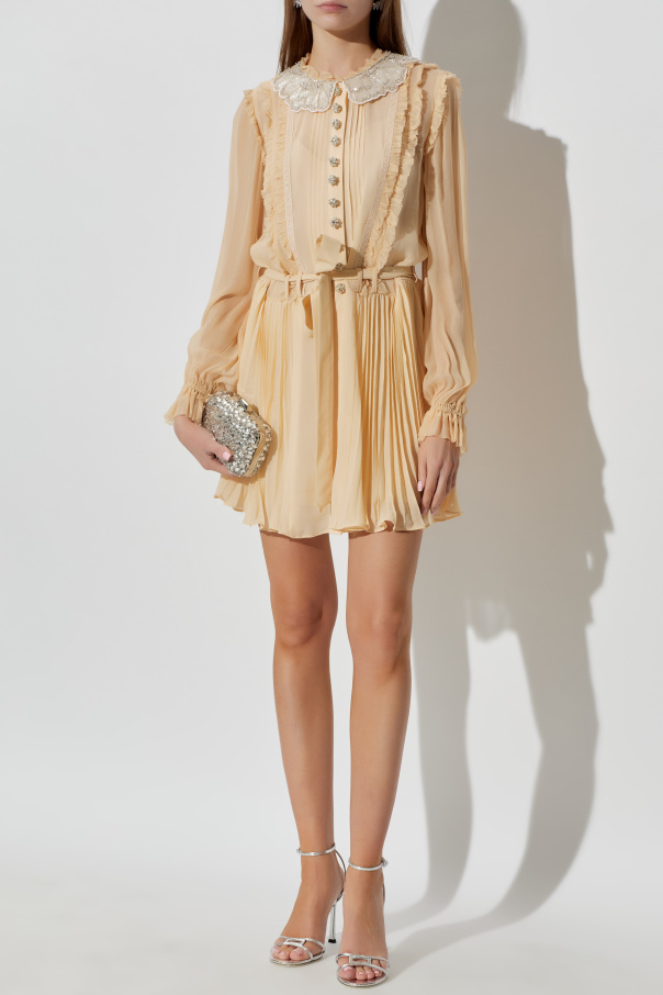 Self-Portrait Kleid mit glänzenden Applikationen am Kragen