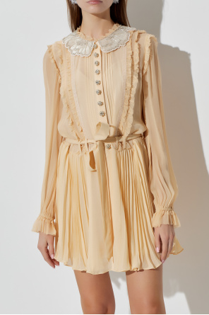 Self-Portrait Kleid mit glänzenden Applikationen am Kragen