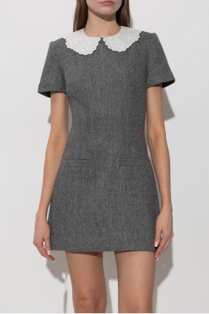 Self-Portrait Dress with herringbone pattern