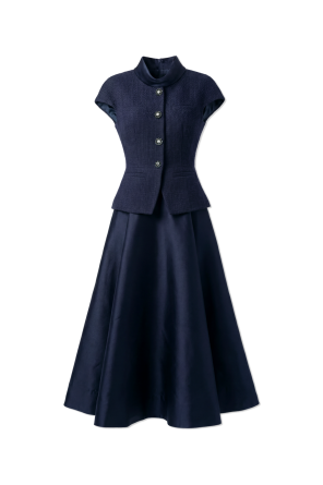 Kleid aus kombinierten Materialien