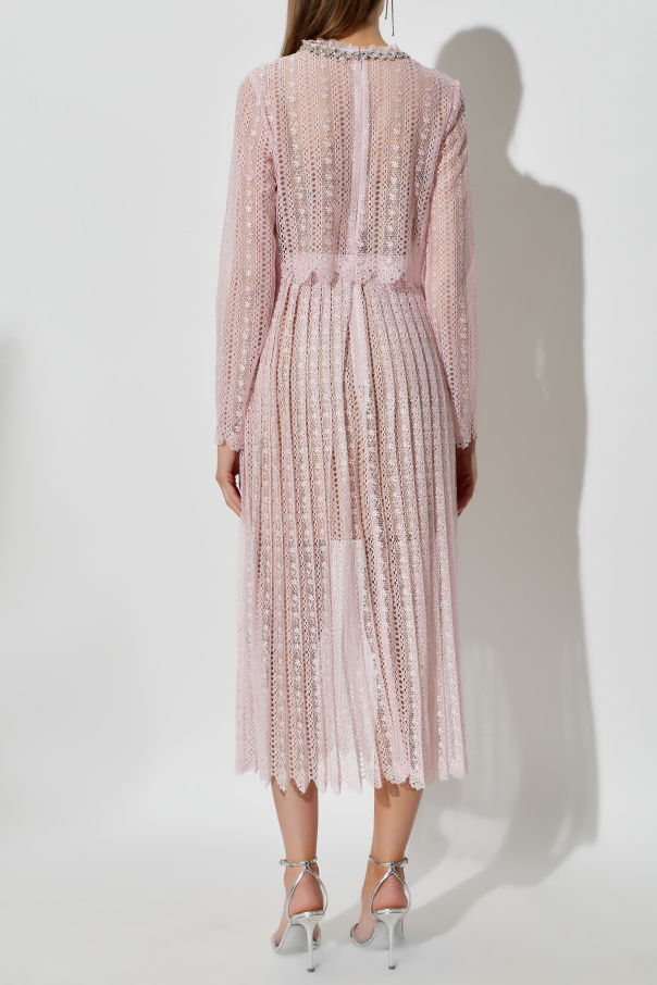 chinese dress ladies Pale Pink Rhinestone Lace Maxi Dress  self-portrait-US