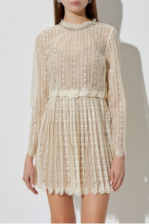 Self-Portrait Lace dress with shimmering crystals at the neckline