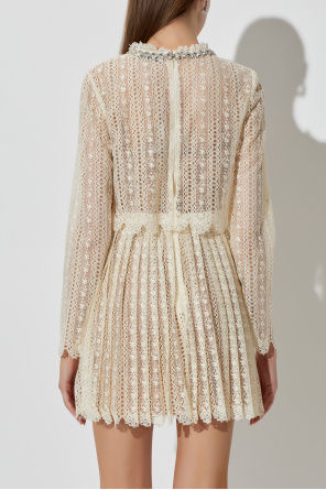 Self-Portrait Lace dress with shimmering crystals at the neckline
