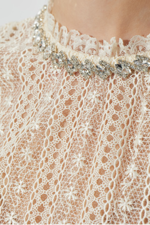 Self-Portrait Lace dress with shimmering crystals at the neckline