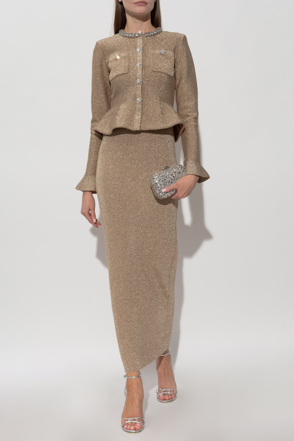 Self-Portrait Kleid mit glänzenden Applikationen am Ausschnitt