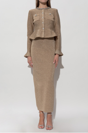 Self-Portrait Kleid mit glänzenden Applikationen am Ausschnitt