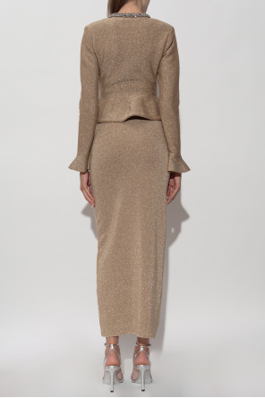 Self-Portrait Kleid mit glänzenden Applikationen am Ausschnitt