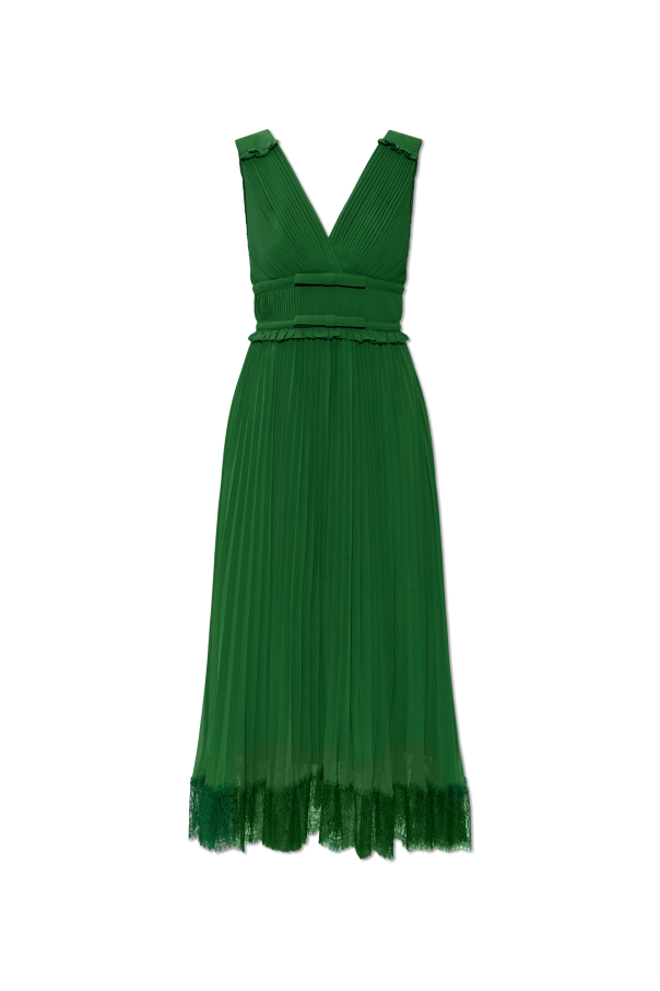 Pleated dress with lace trim od Self-Portrait