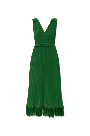 Plissiertes Kleid mit Spitzenbesatz