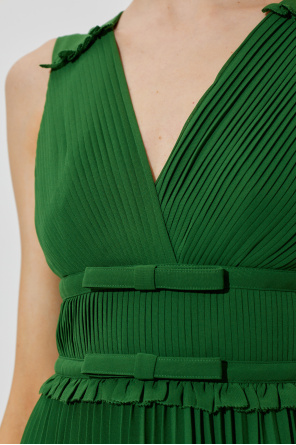 Self-Portrait Vestido plisado con acabado de encaje