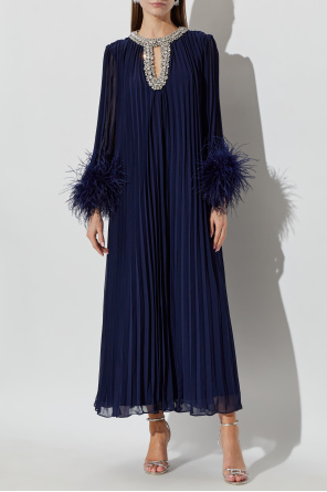 Self-Portrait Pleated dress with shimmering crystals