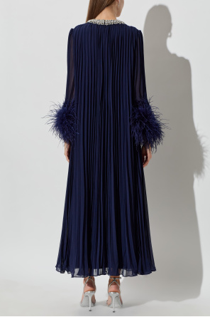 Self-Portrait Pleated dress with shimmering crystals