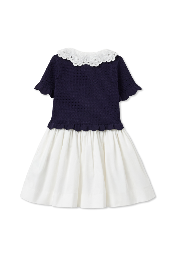 Self-Portrait Kids Dress with decorative collar