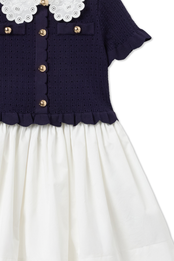 Self-Portrait Kids Dress with decorative collar