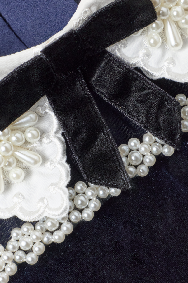 Self-Portrait Kids Vestido de terciopelo con cuello decorativo