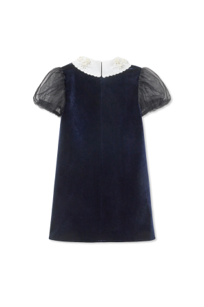 Vestido de terciopelo con cuello decorativo od Self-Portrait Kids