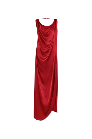 Satin dress with a slit