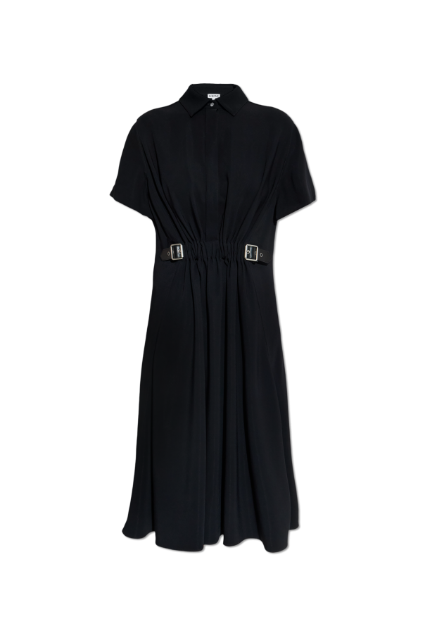 Dress with belt and draping at the waist od Loewe