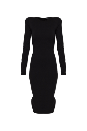 Dress with sewn-in shoulder pads