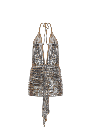 Wool dress with shimmering sequins