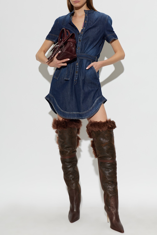 Dsquared2 Jeansowa sukienka z paskiem