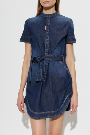 Dsquared2 Jeansowa sukienka z paskiem