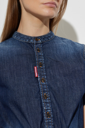 Dsquared2 Jeansowa sukienka z paskiem