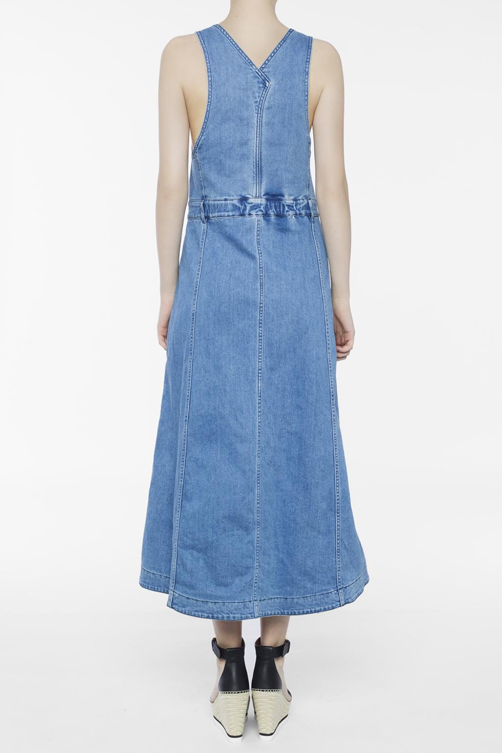 calf length denim dress