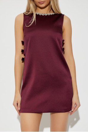 Self-Portrait Satin dress with shimmering crystals