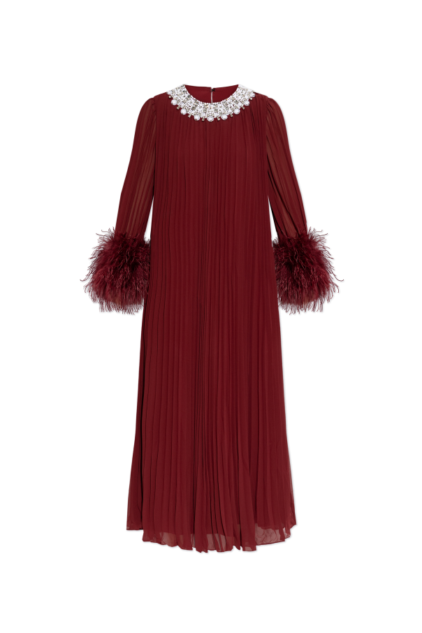 Pleated dress with appliqués od Self-Portrait