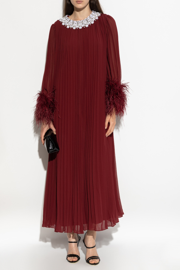 Self-Portrait Pleated dress with appliqués