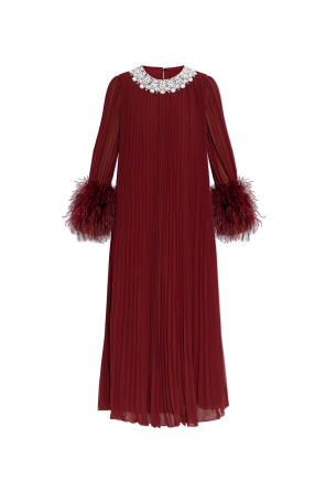 Pleated dress with appliqués