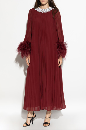 Self-Portrait Pleated dress with appliqués