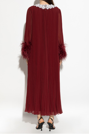 Self-Portrait Pleated dress with appliqués