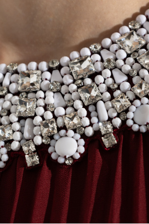 Self-Portrait Pleated dress with appliqués