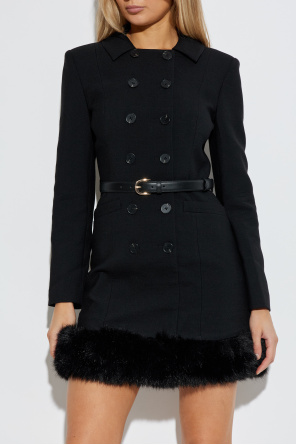 Self-Portrait Kleid mit Kunstpelzbesatz