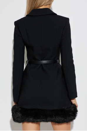 Self-Portrait Kleid mit Kunstpelzbesatz