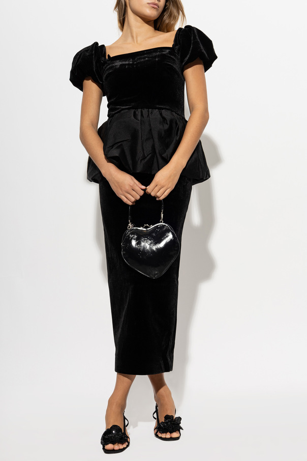 Self-Portrait Vestido de veludo com peplum