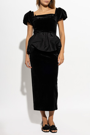 Self-Portrait Vestido de veludo com peplum