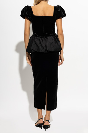 Self-Portrait Vestido de veludo com peplum