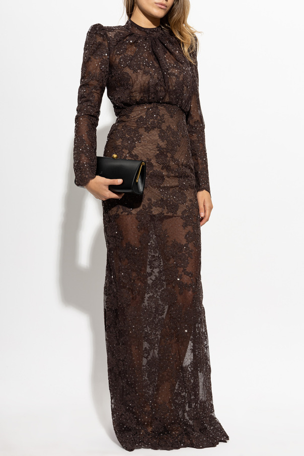 Self-Portrait Sequin-Embroidered Maxi Dress