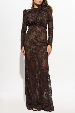 Self-Portrait Sequin-Embroidered Maxi Dress