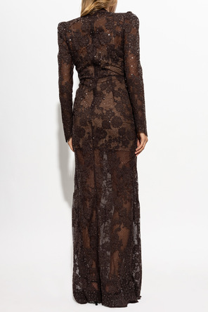 Self-Portrait Sequin-Embroidered Maxi Dress