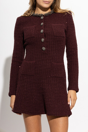 Self-Portrait Vestido de tweed com lantejoulas brilhantes