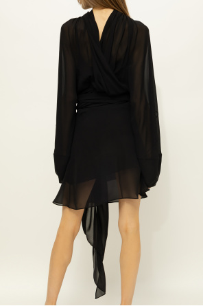 Maison Margiela Silk dress embroidered with tie detail